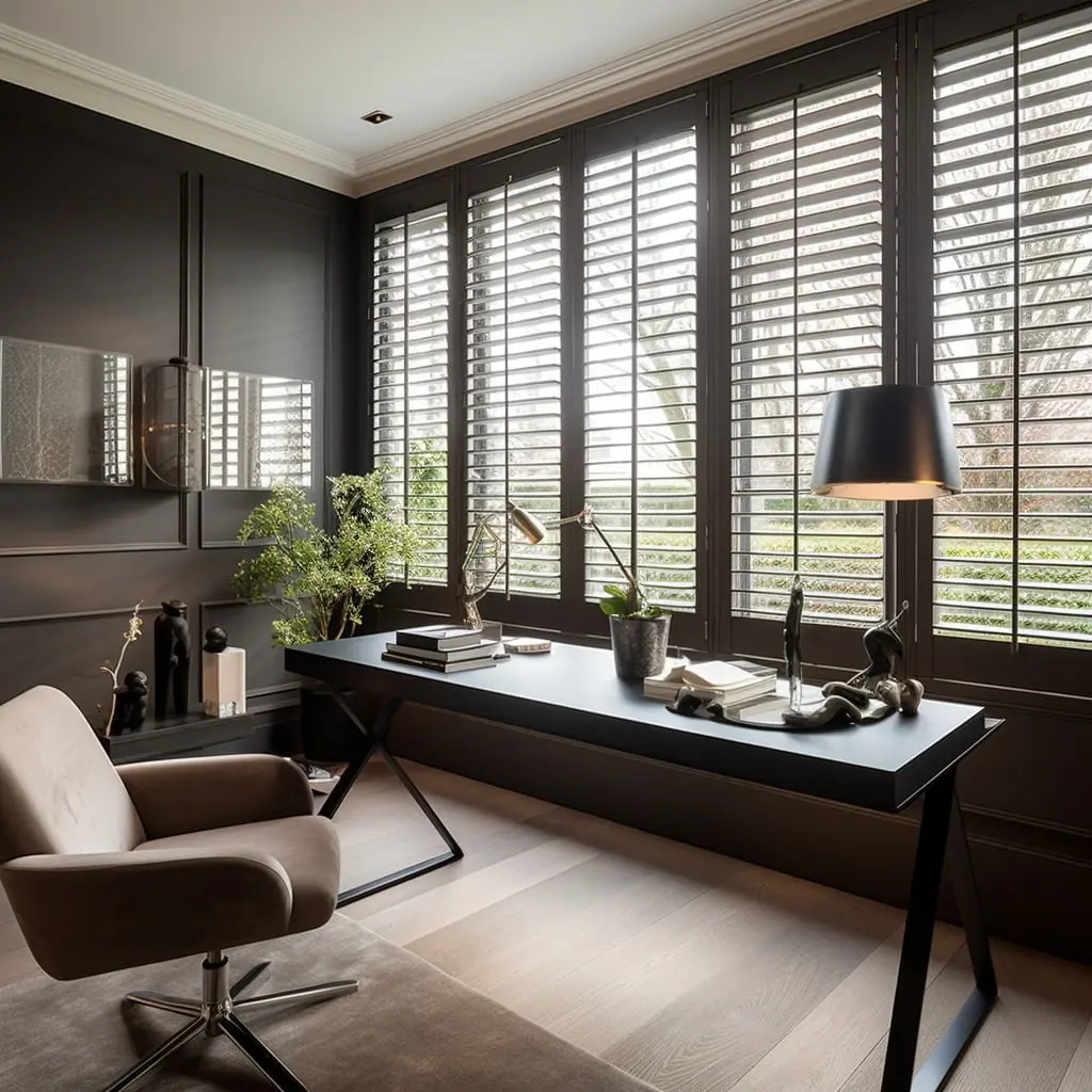Worn hardwood shutters, after
